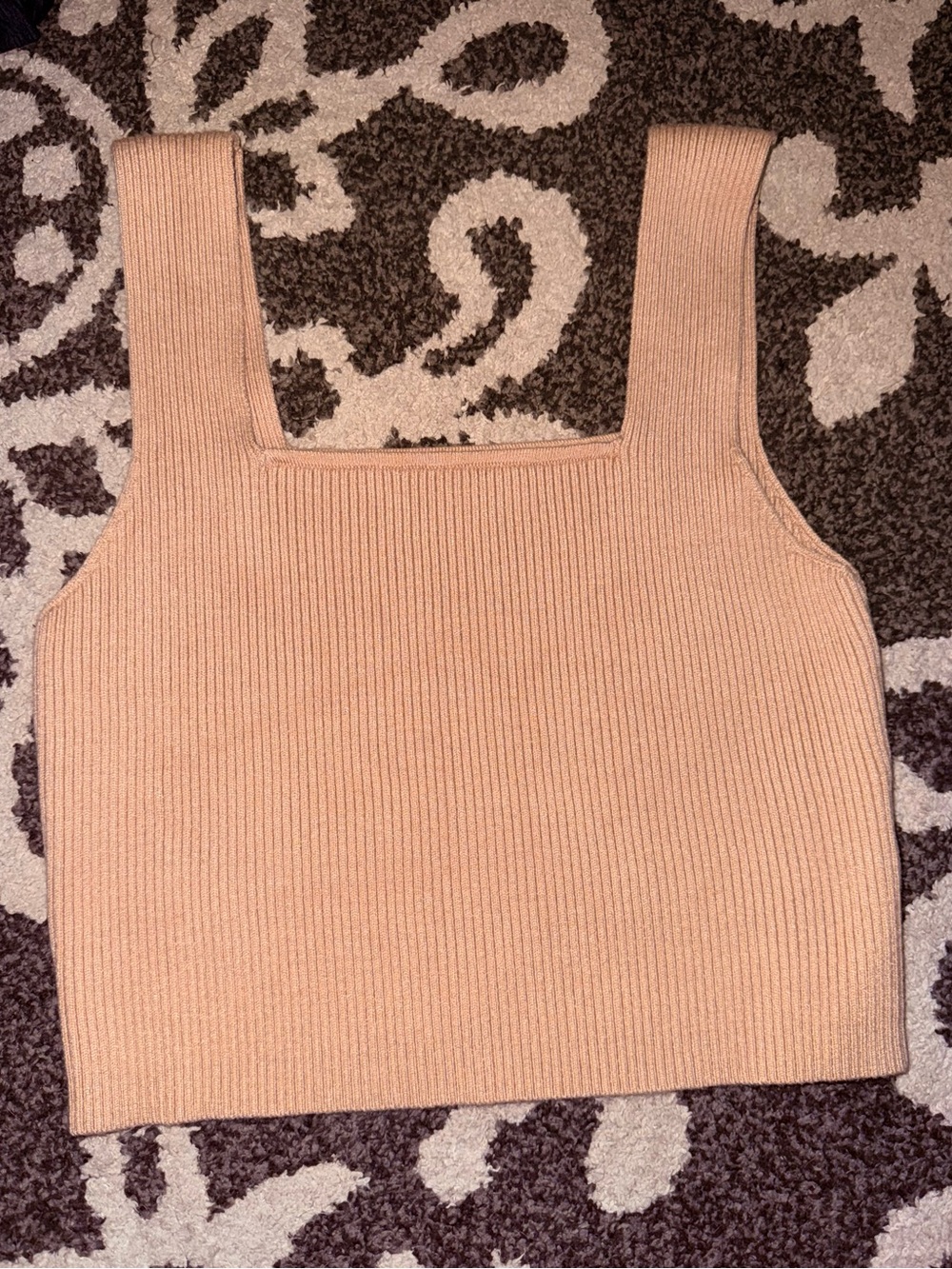 SHEIN Peach Ribbed Square-Neck Crop Tank